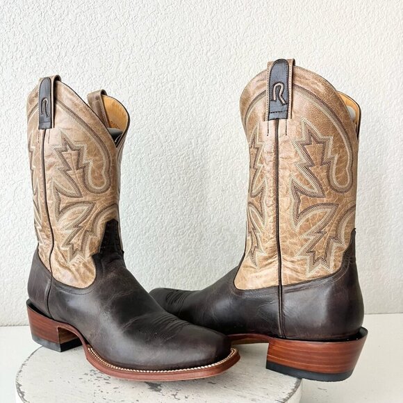 Rod Patrick Mens Cowboy Boots 13AAA Antique Mocha Bison Brown Western Blunt Toe - Picture 1 of 13